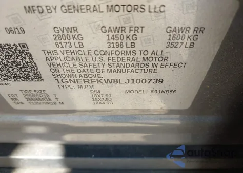 2020 Chevrolet Traverse Fwd Ls из США, поврежденный, VIN 1GNERFKW8LJ100739